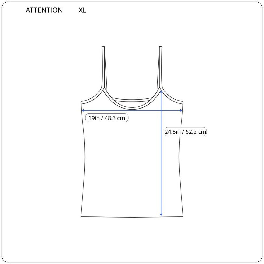 Attention XL Black Cami Top Womens V-Neck Adjustable Strap Cotton Blend BLA28E - Picture 2 of 8